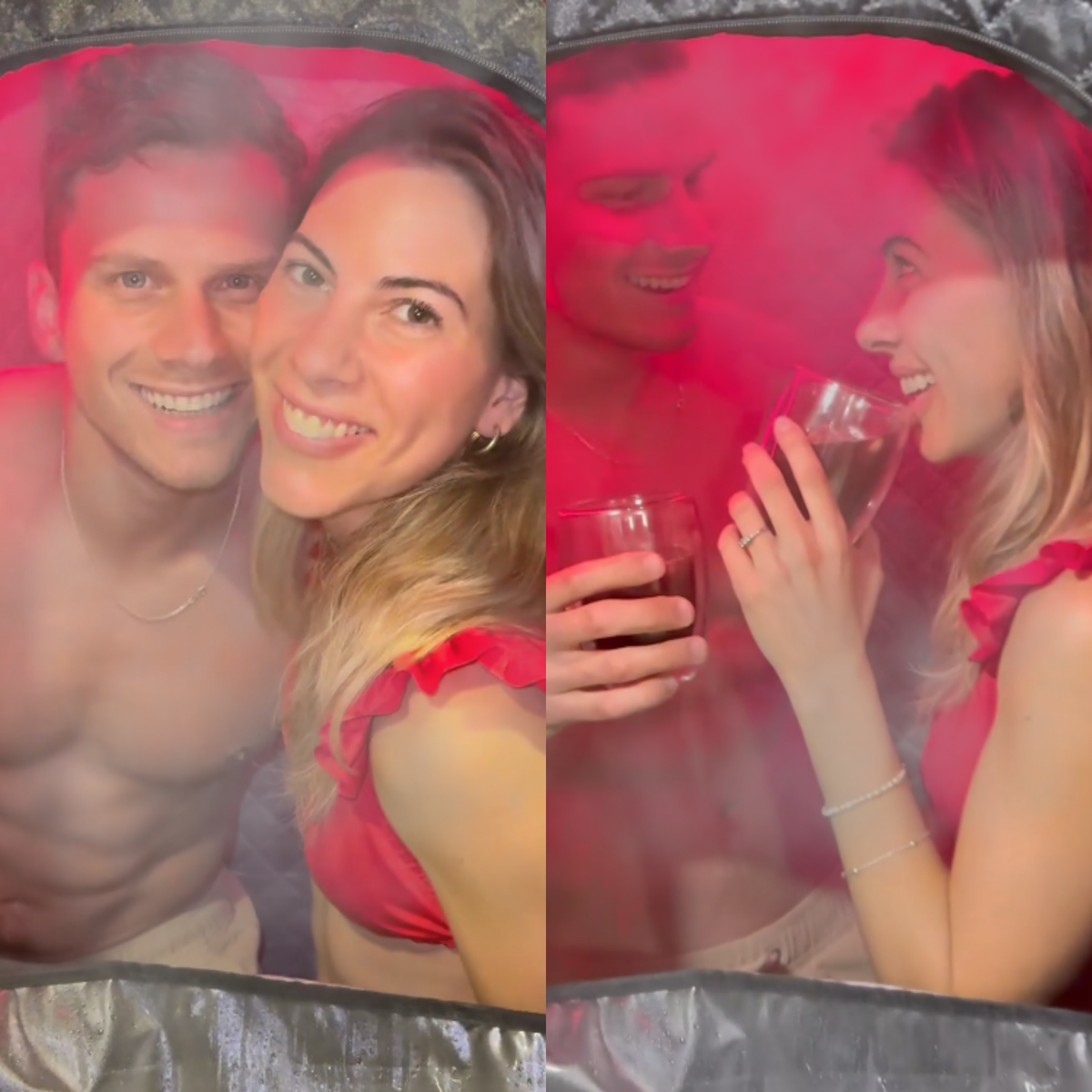 Persona usando sauna portátil en casa