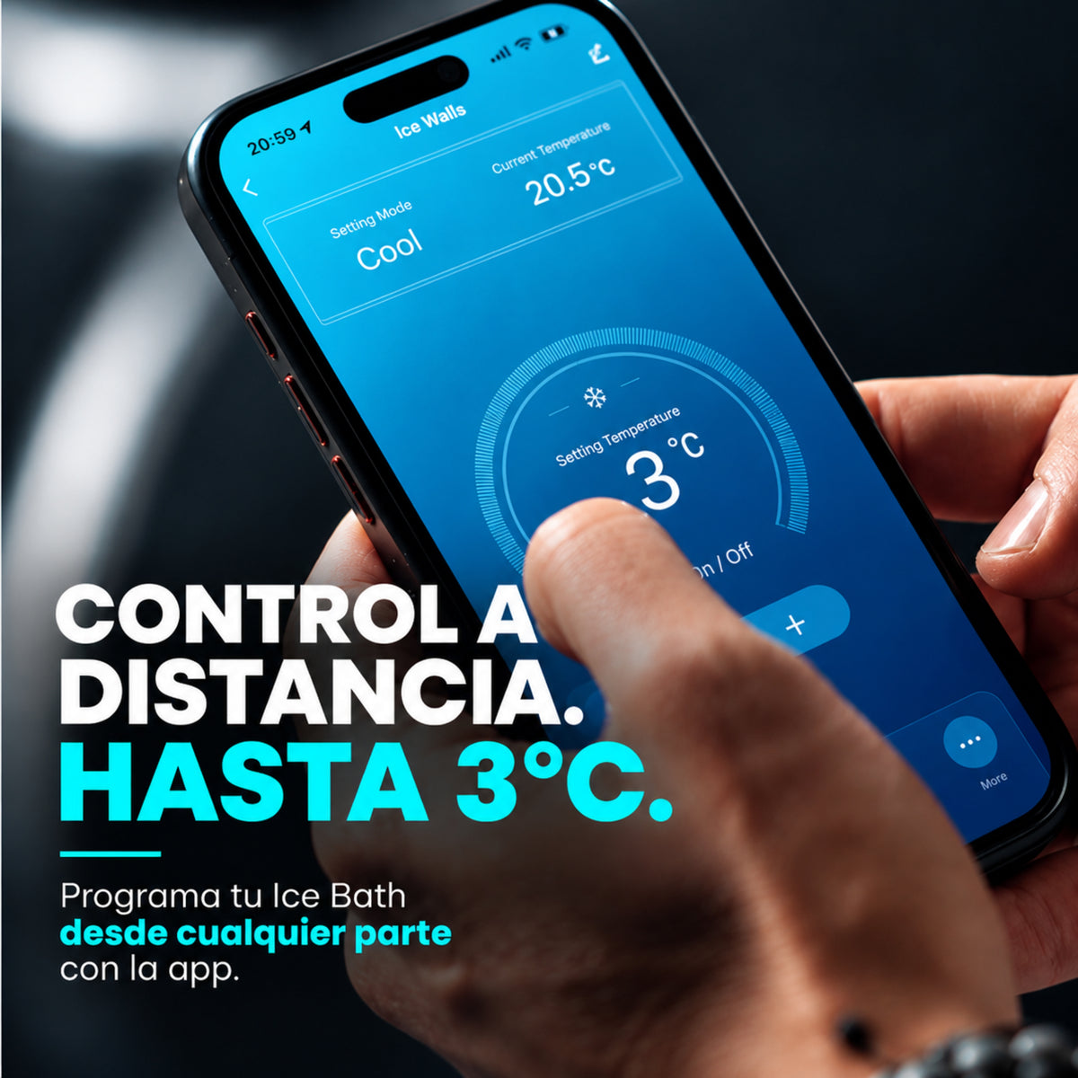 App Ice Walls en el celular para programar tu ice bath a distancia