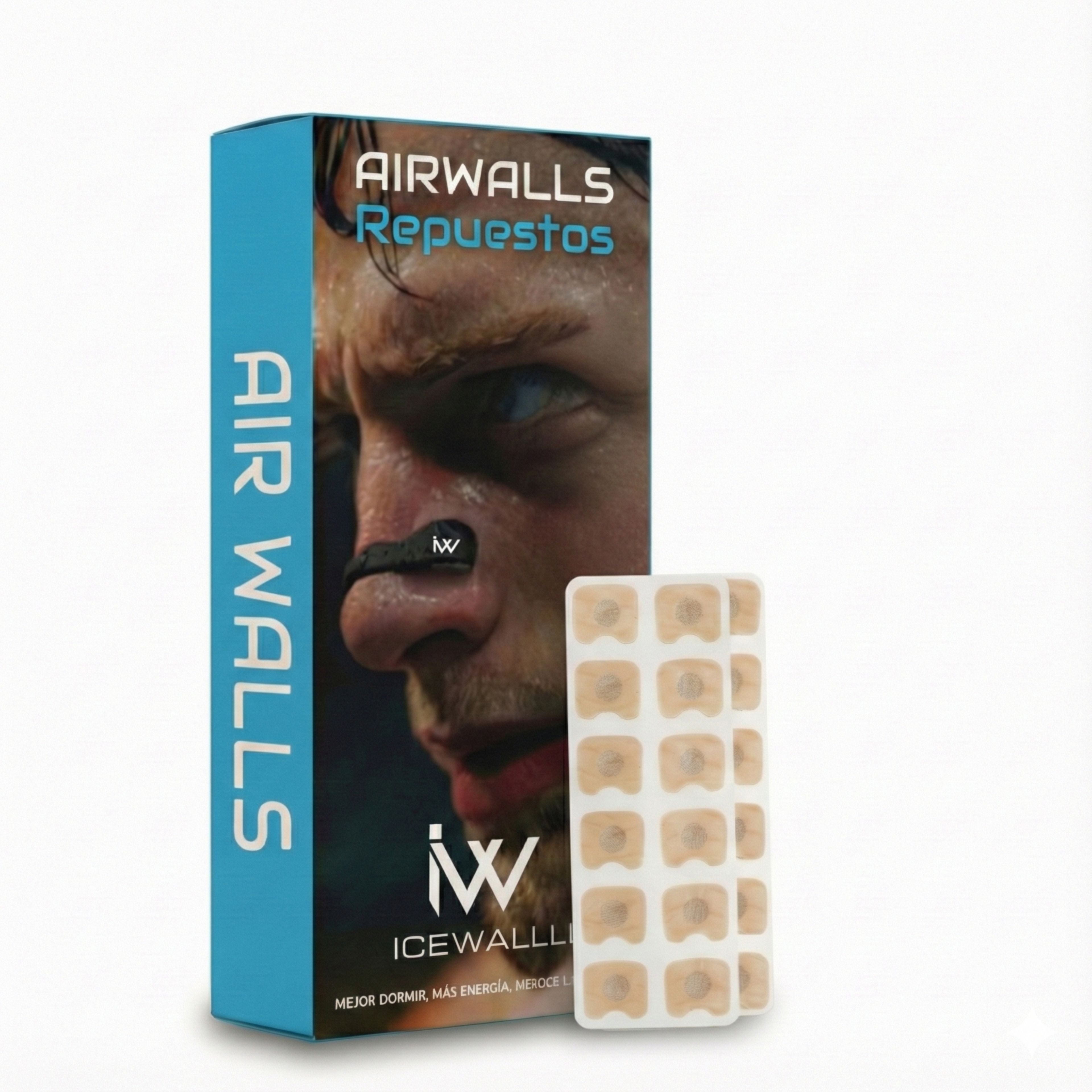 Dilatador nasal anti ronquidos AirWalls con repuestos para 15 días, mejora flujo de aire y respiración nasal