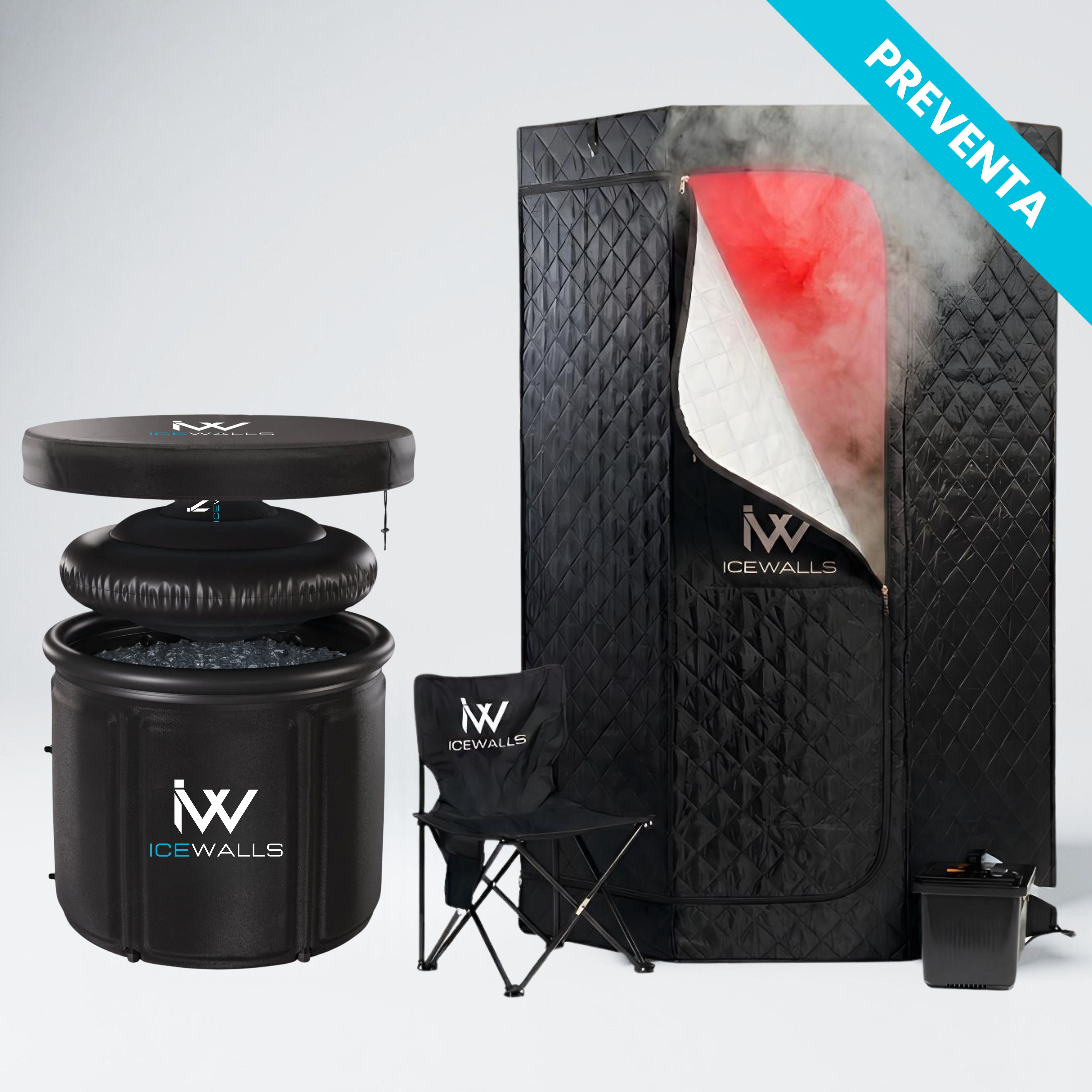 Descubre la terapia de contraste con frío y calor. Mejora recuperación, circulación y rendimiento físico con tinas de hielo y sauna Ice Walls.