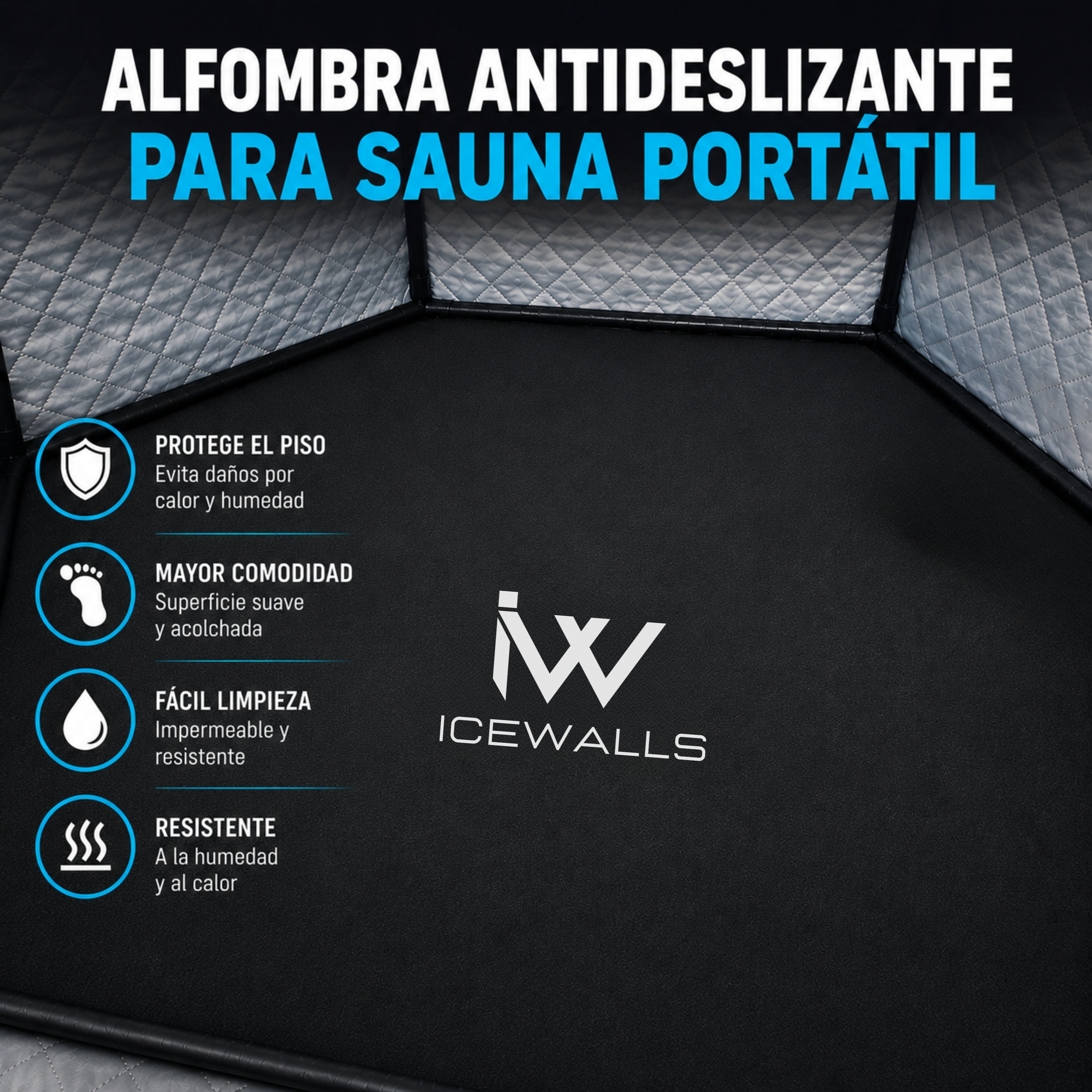 Alfombra antideslizante para sauna portátil Ice Walls resistente al calor y la humedad.