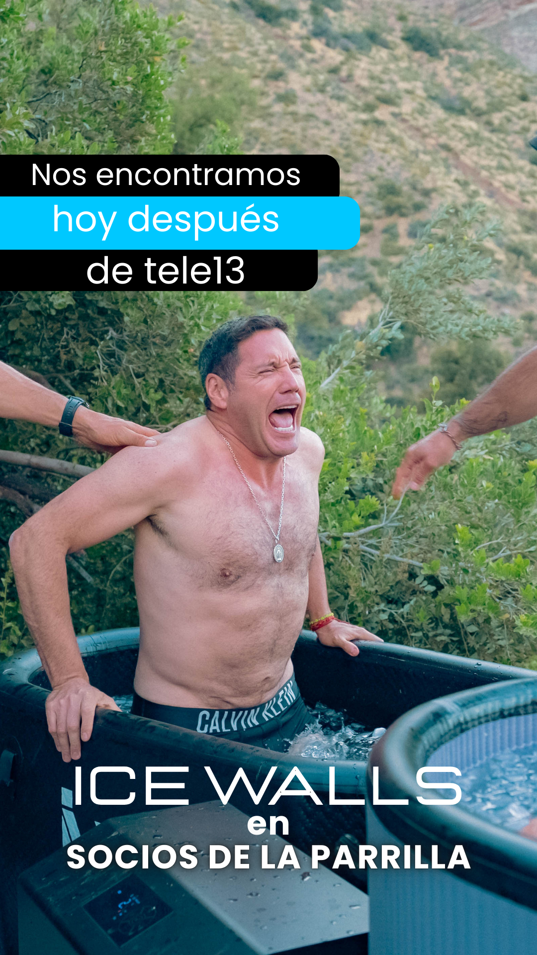ice walls en canal 13 socios a la parrilla baño de hielo recuperacion chile