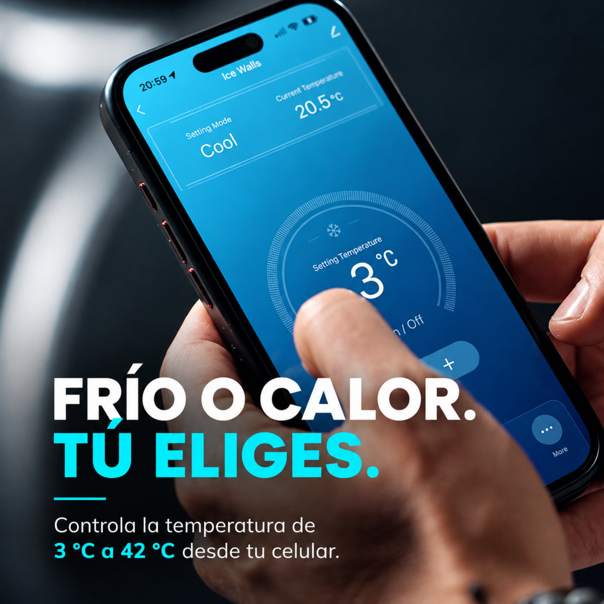 Control de la temperatura del agua fría desde la app Ice Walls