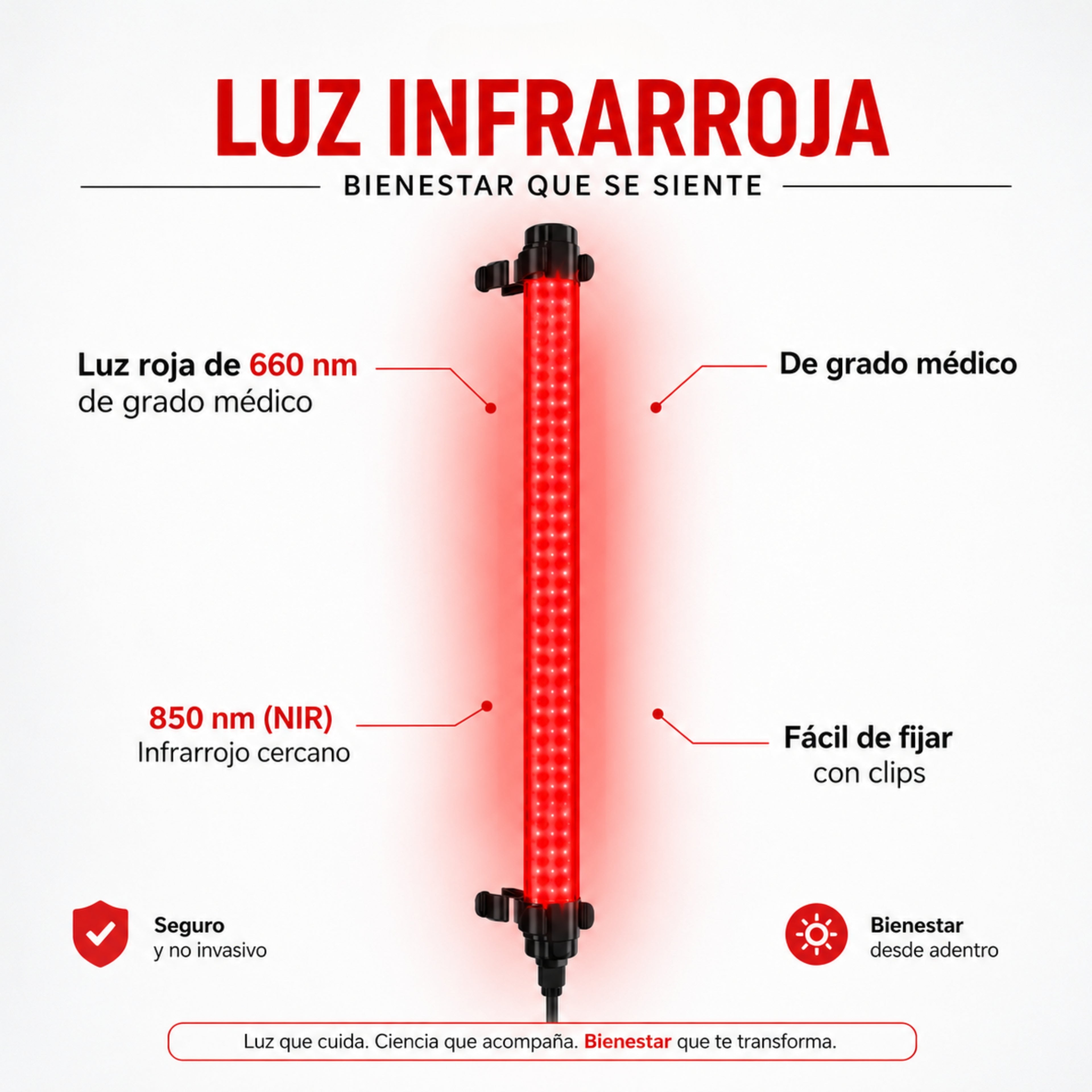 Luz infrarroja para sauna portátil con luz roja 660 nm e infrarrojo cercano 850 nm (NIR), ideal para bienestar y recuperación muscular en casa