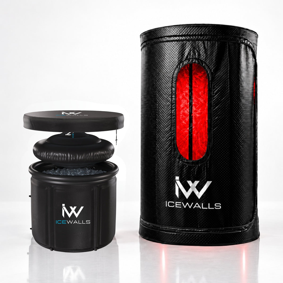 Kit de terapia de contraste Ice Walls: Sauna Seco Portátil 2.0 con luz infrarroja y Tina de Hielo Pro para spa en casa