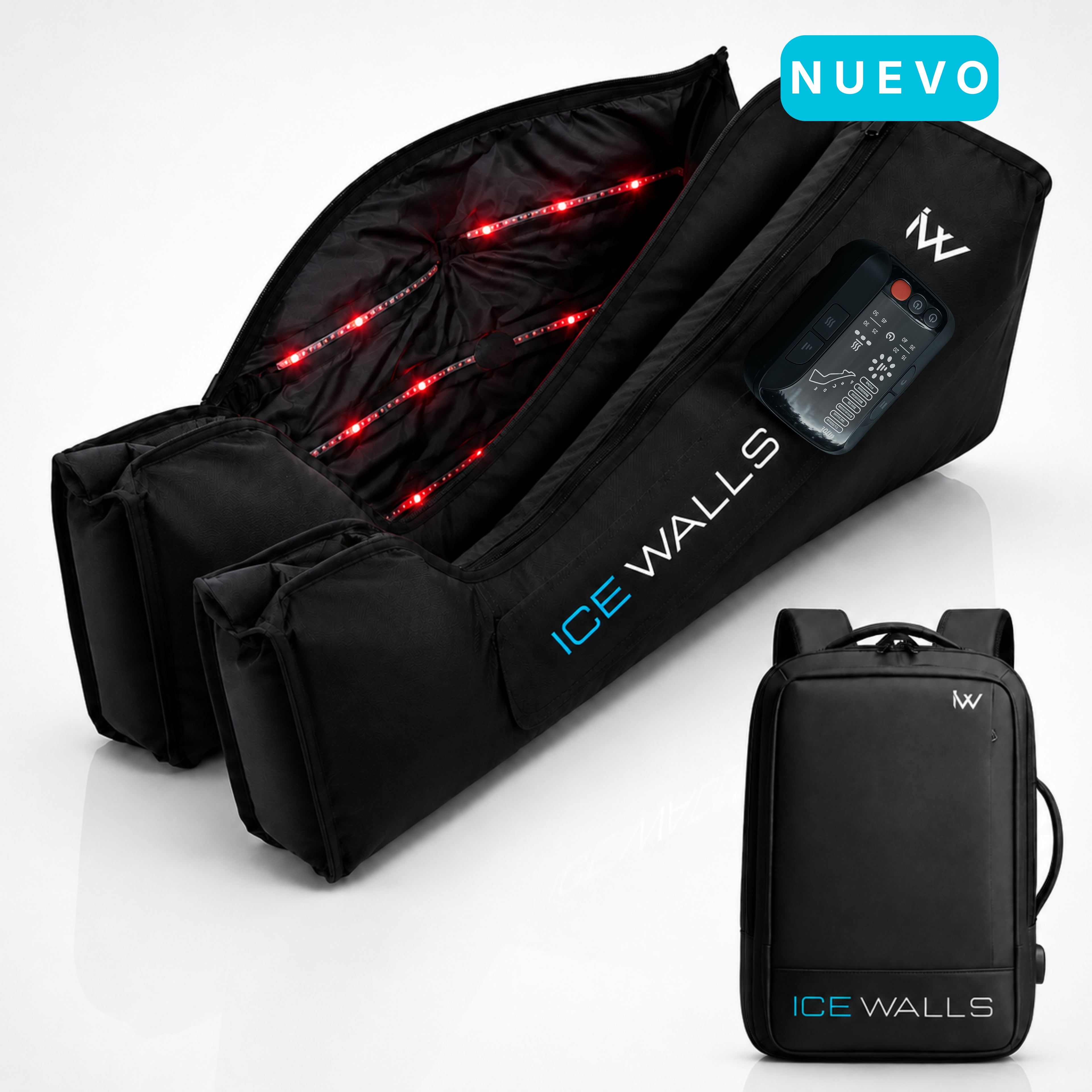 Botas de compresión infrarrojas para presoterapia, vista frontal