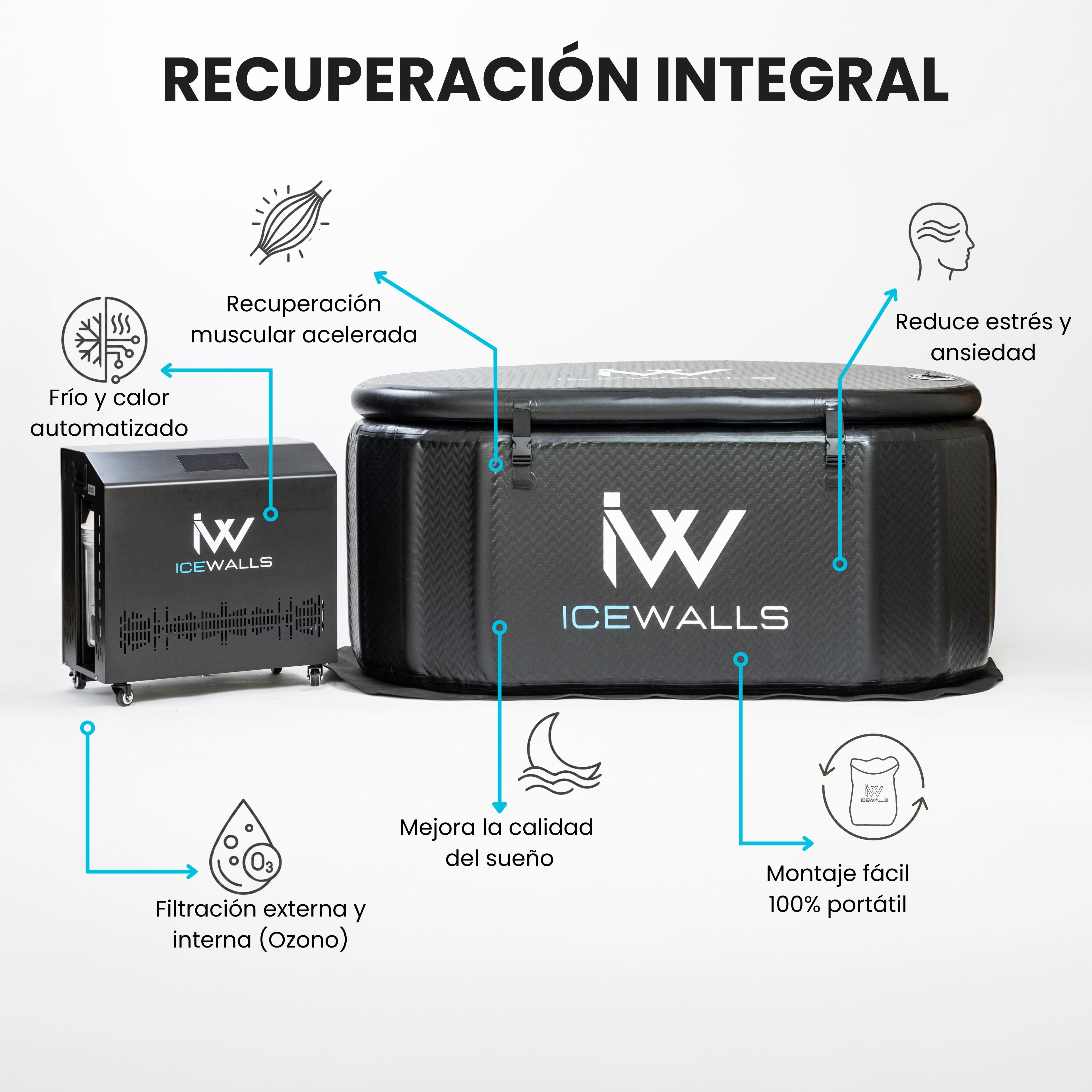 Chiller Ice Walls para ice bath que calienta y enfría el agua, con control de temperatura para terapia de frío y calor.